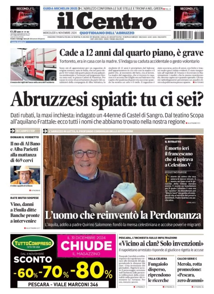 Prima-pagina-il centro-oggi-edizione-del-2024-11-06